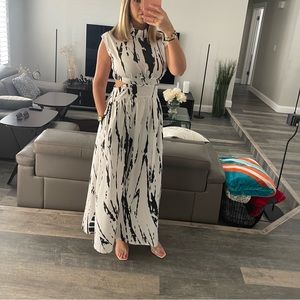 Stand Collar Sleeveless Open Waist Dress Maxi Dresses size medium